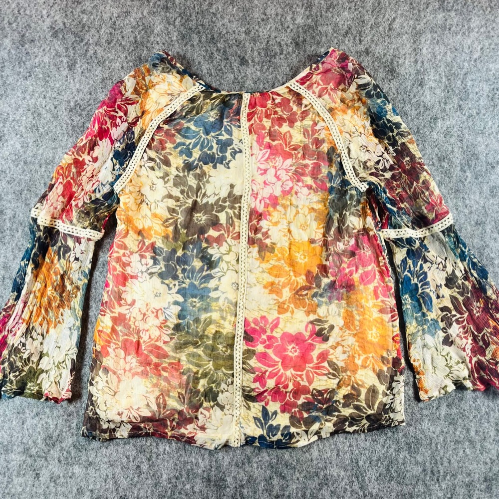 Sundance Floral Blouse Womens S Boho Bell Sleeve Cottagecore Whimsigoth Ethereal - Picture 8 of 13